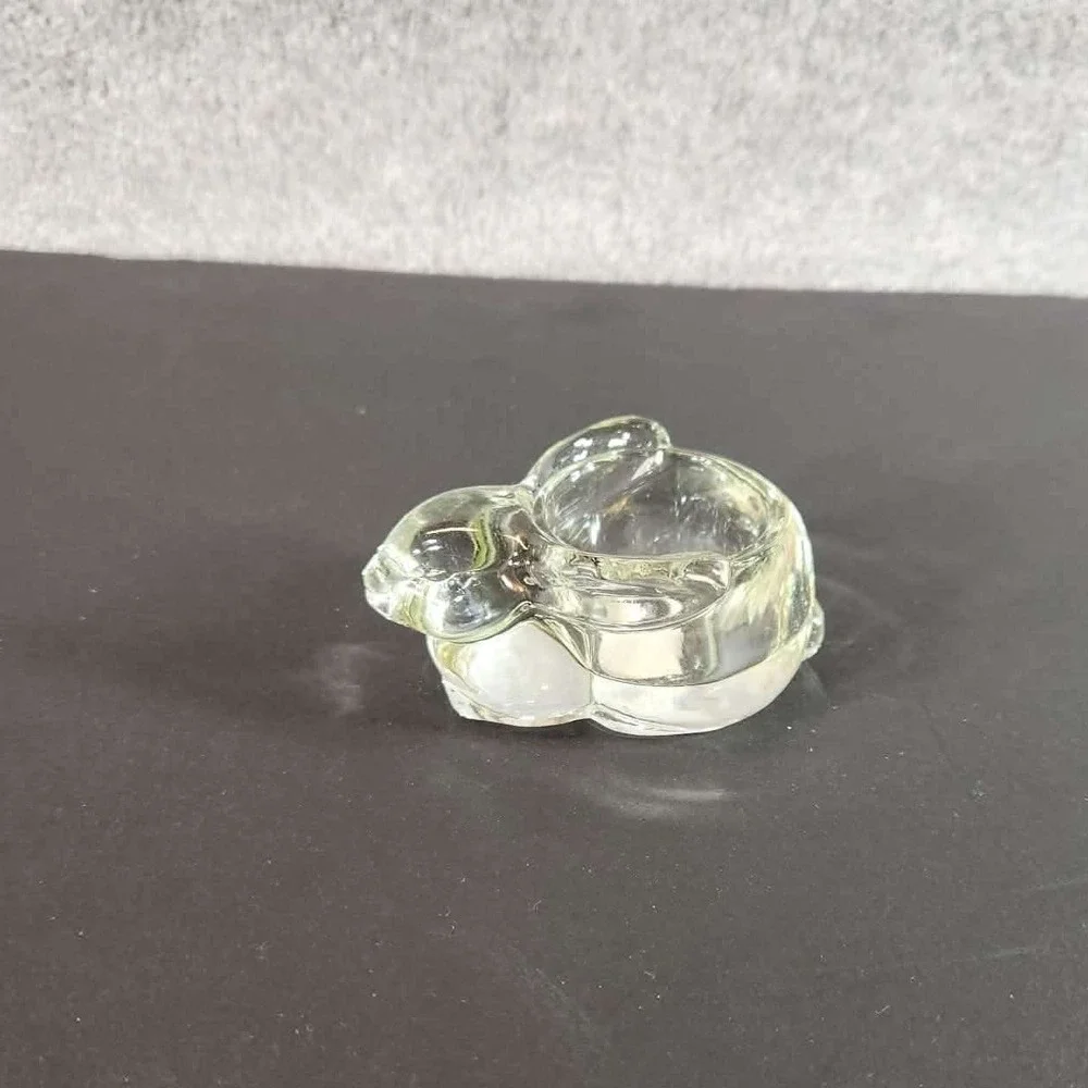Glass Bunny Tealight Holder Clear Rabbit Candle Votive Figurine Small